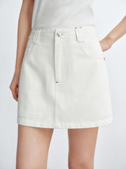 Women's linen A-line wide-leg denim mini skirt