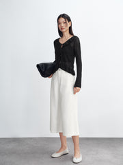 Women's Cropped Ruffle Knit Cardigan
