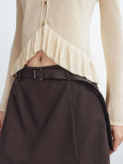 Women's Cropped Ruffle Knit Cardigan