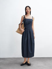 Women's Solid Pleated Bubble-Hem Dress