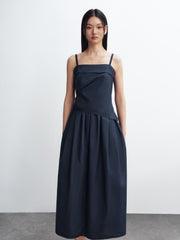 Women's Solid Pleated Bubble-Hem Dress