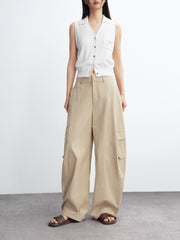 Women's Lyocell High-Waist Curved Cargo Pants