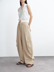Women's Lyocell High-Waist Curved Cargo Pants
