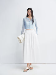 Women's White Pleated A-Line Skirt