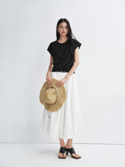 Women's Cropped Ruched-Waist Cap-Sleeve T-Shirt