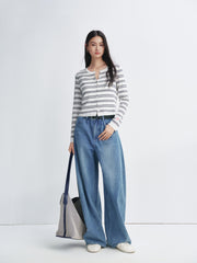 Women's Slim-Fit Striped Knit Cardigan  [Available only in China]