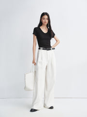 Women's Tencel Wide-Leg White Jeans  [Available only in China]
