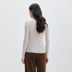 Women's Beige Round Neck Wool Pullover