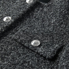 Women's Black Gray Raw Edge Tweed Jacket