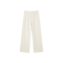 Women's Beige Textured Straight Pants