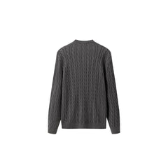 Men's Gray Embroideried Cable-Knit Pullover