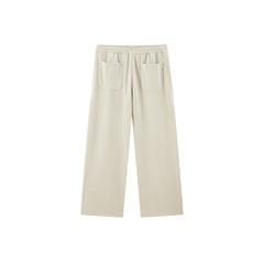Men's Khaki Drawstring Textured Straight Pants