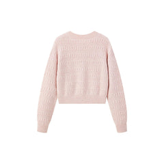 Women's Pink Cable Knit Cardigan