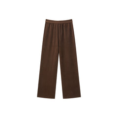 Women's Brown Textured Straight Pants