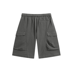 Men's Brown Utility Cargo Shorts with 3D Pockets