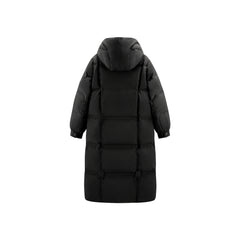 Women's Black Hooded Extra Long Warm Puffer Jacket