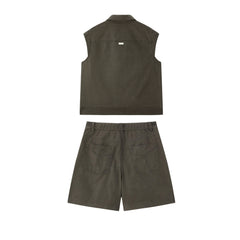 Women's Casual Cargo-Style Vest and Shorts Set
