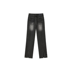 Women's High-Waist Cigarette Jeans with Back Slit