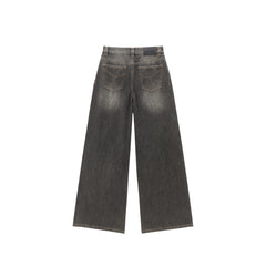 Women's Washed High-Waist Wide-Leg Jeans