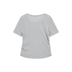 Women's Shirred Knit Top with Chenille Embroidery