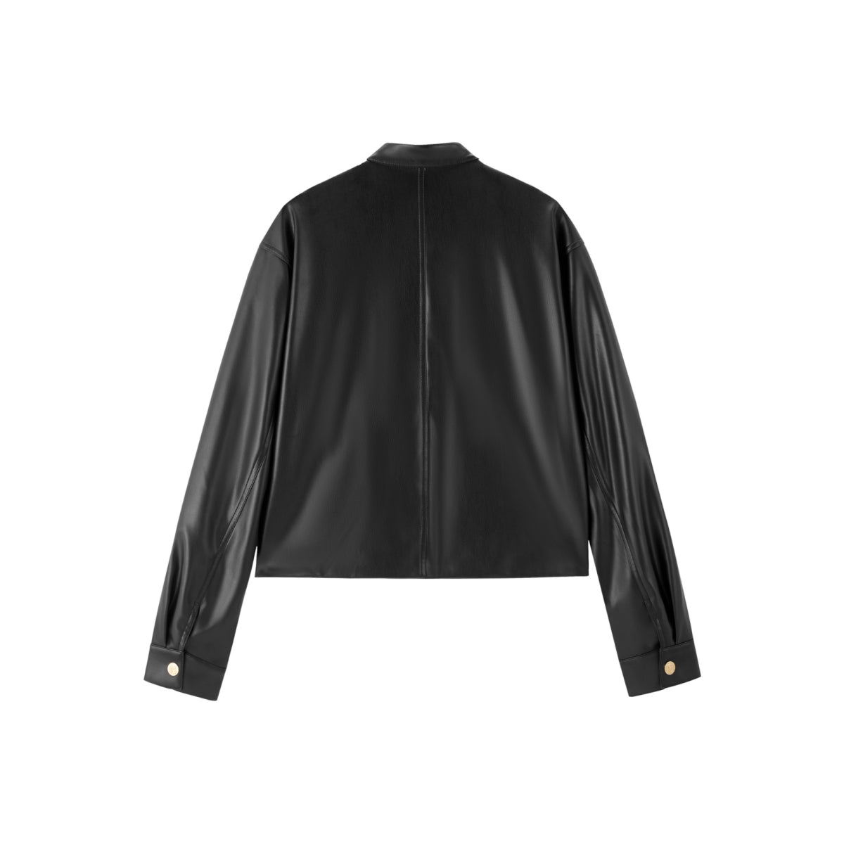 Women's Cropped Stand-Collar Moto PU Jacket