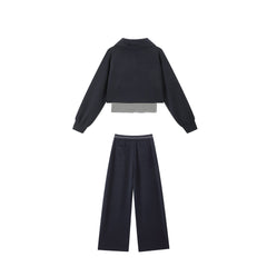 Women's Casual Waist-Cinching Tencel Sweatshirt Set