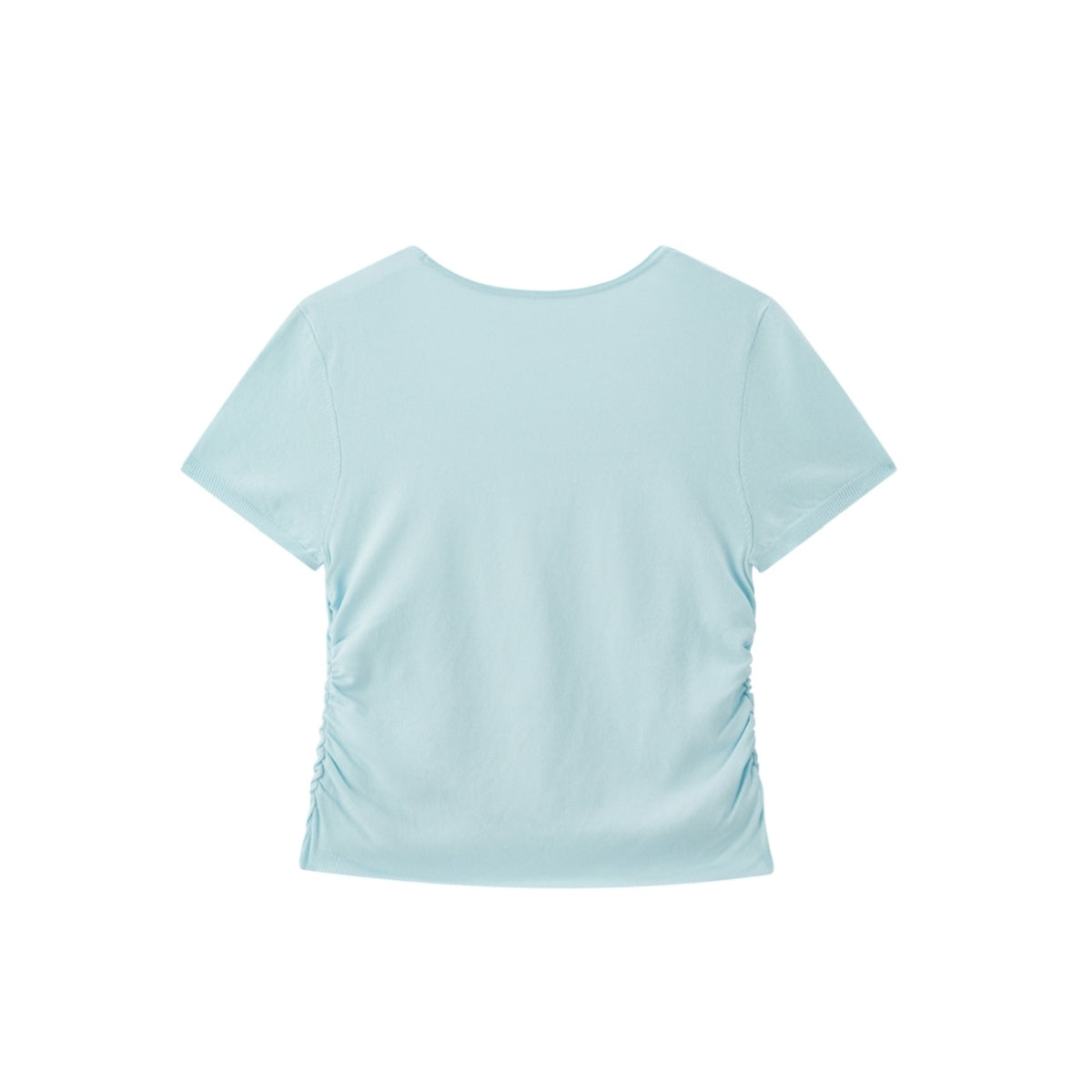 Women's Lightweight Ruched U-Neck Knit Pullover