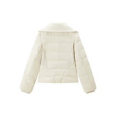 Women's Short Slim-Fit Down Jacket with Layered-Look Collar