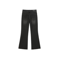 Women's High Waist Flared Pants With Raw Edge