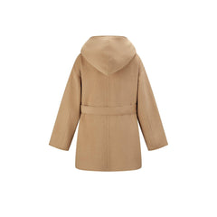 Women's  Hooded Belted Wool Coat