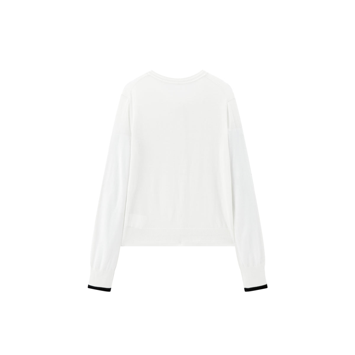 Women's Wool-Blend Knit Cardigan with Contrast Accents