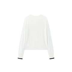 Women's Wool-Blend Knit Cardigan with Contrast Accents