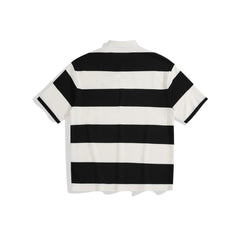 Men's Black & White Striped Soft Polo Shirt