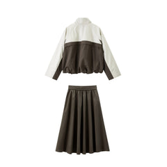 Women's Casual Outdoor PU-Panel Skirt Set