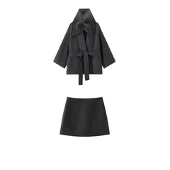 Women's Commuter  Wool-Blend Double-Face Robe Coat Set