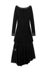 Women's Wool Blend Knit Dress with Mesh Panels