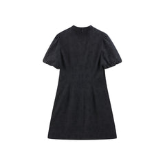 Women's Jacquard Puff-Sleeve Fit & Flare Dress