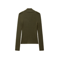 Women's Wool-Blend Half-Placket Slim Knit Top