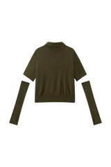 Women's Knit Sweater with Detachable Sleeves