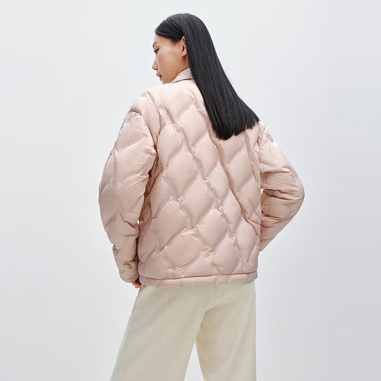 Women's Pink Argyle Embossing Puffer Jacket