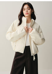 Women's Short Down Jacket with Ruched Hem