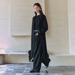 Women's Black Straight Wool Coat