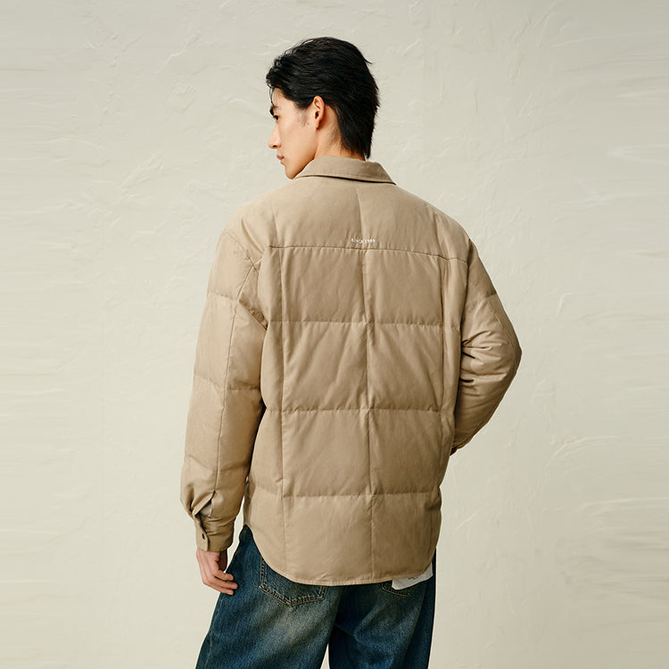 Men's Pocket Quilted Shirt Puffer Jacket