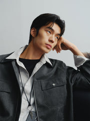 Men's Loose-Fit Faux Suede Jacket