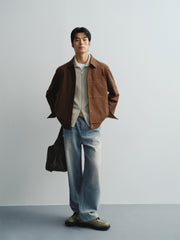 Men's Textured Faux Suede Jacket