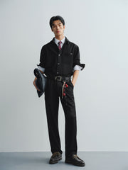 Men's Mercerized Denim Shirt with Back Embroidery