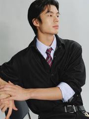 Men's Mercerized Denim Shirt with Back Embroidery