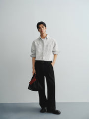 Men's Lettered Textured Jacquard Shirt