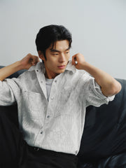 Men's Lettered Textured Jacquard Shirt