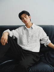 Men's Lettered Textured Jacquard Shirt